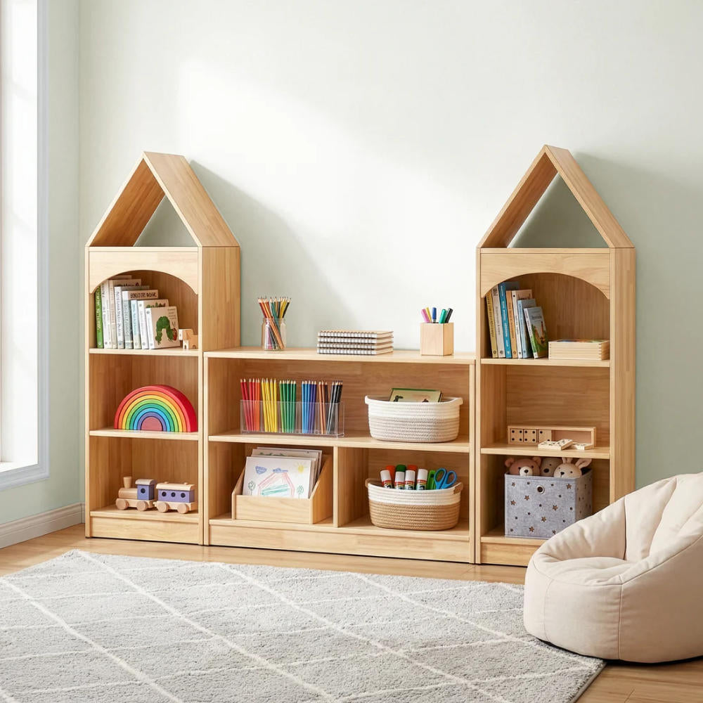 Wooden Shelf and Toy Storage for Kids Room: Rubber wood 60x90cm