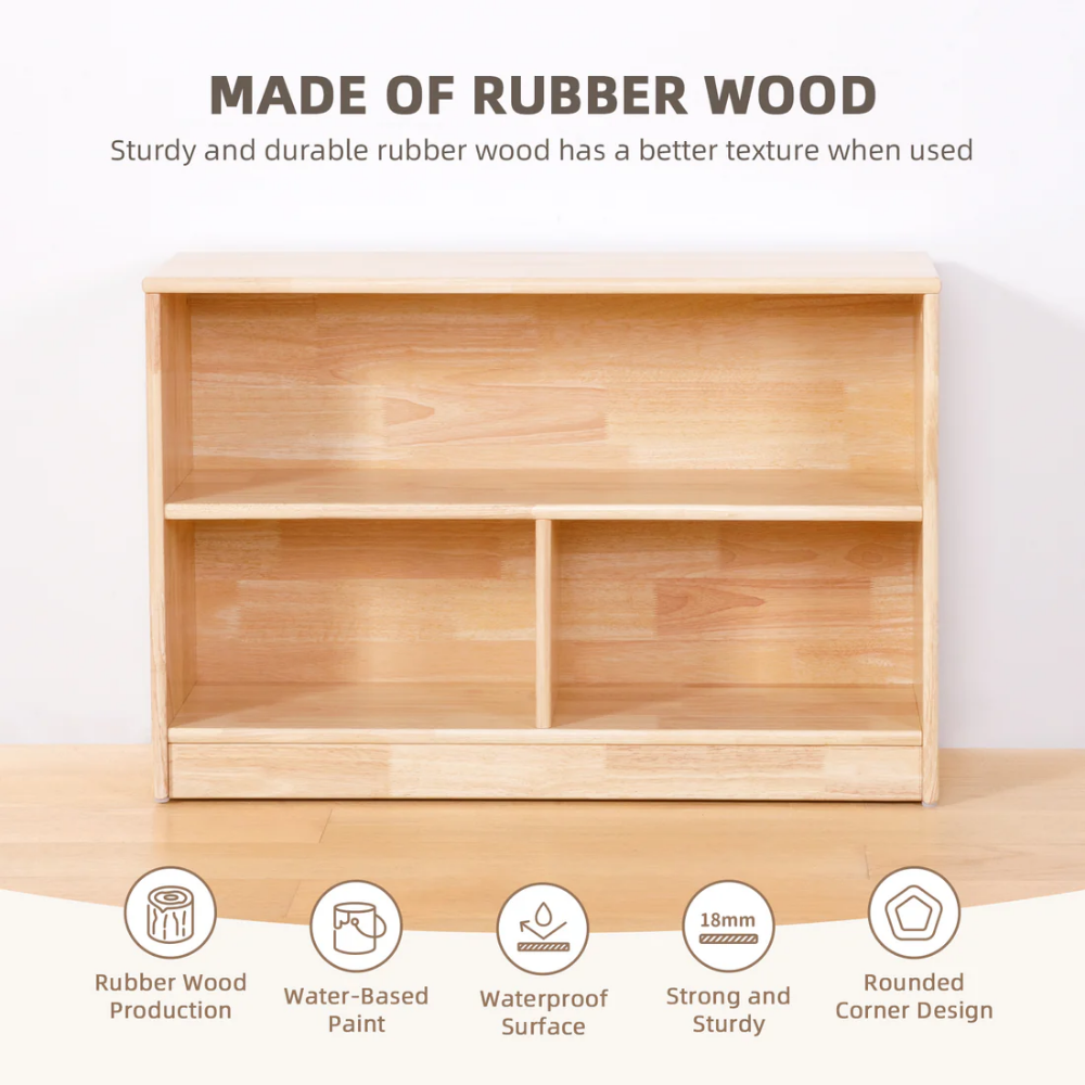 Wooden Shelf and Toy Storage for Kids Room: Rubber wood 60x90cm