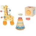 TookyToy - 3-in-1 Wooden Gift Set - Giraffe Pull-Along, Stacking Tower and Shape Sorter