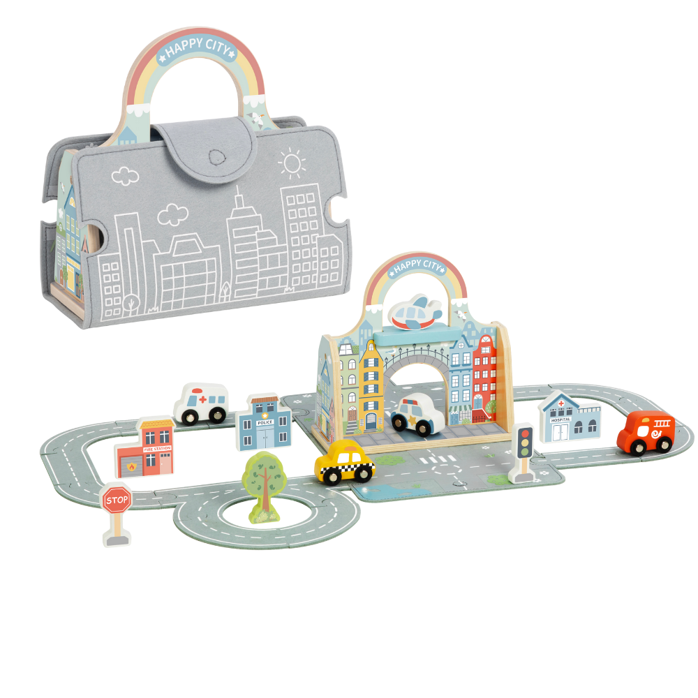 TookyToy - Pretend Play Story Box: City Toy Set in Carry Case