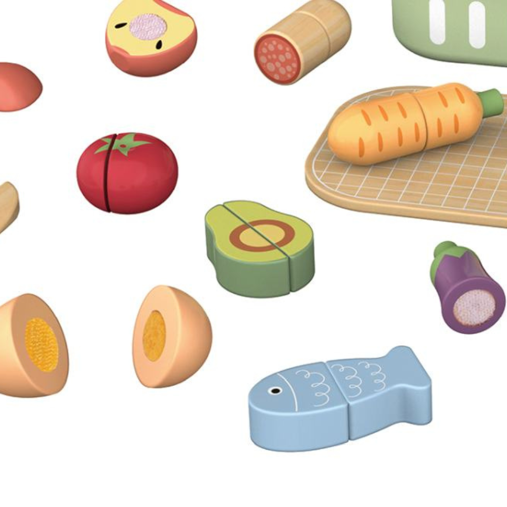 TookyToy - Wooden Cutting Food Play Set