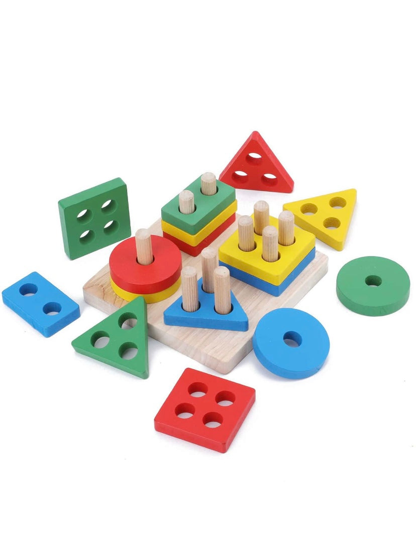Wooden Geometric Building Puzzle