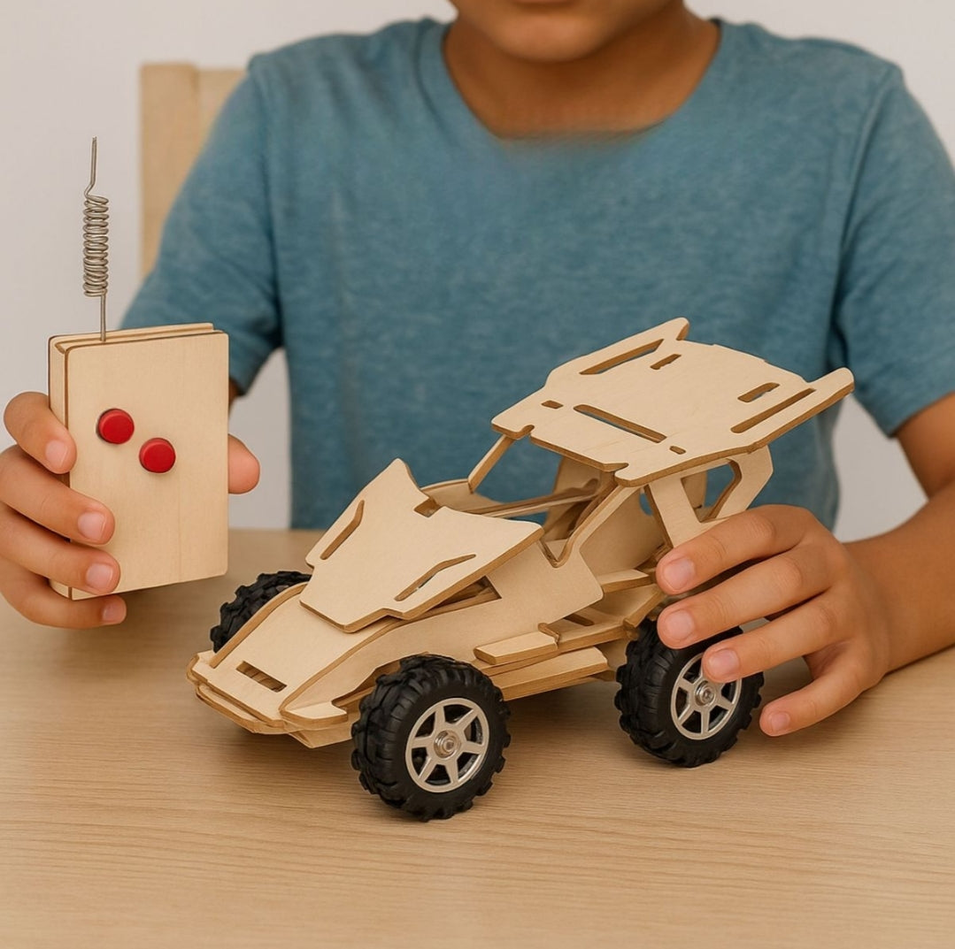 STEM Wooden Radio Control Car Kit - DIY Remote Control Building Toy