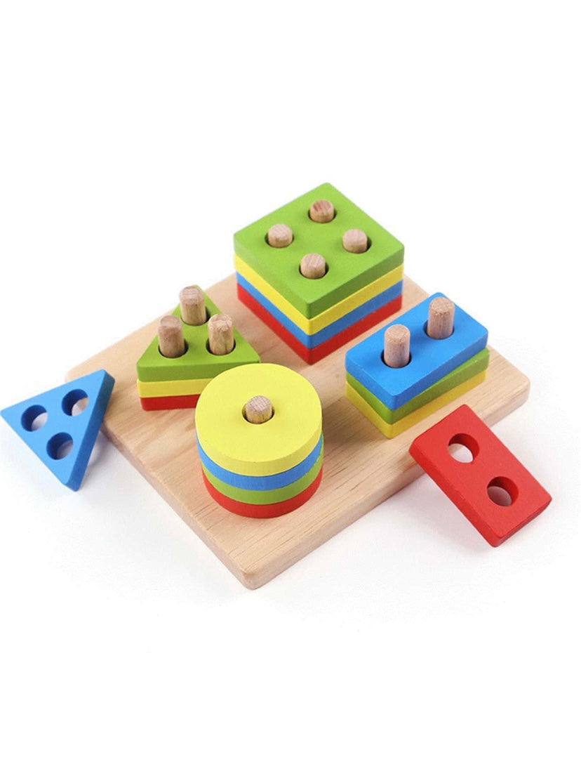 Wooden Geometric Building Puzzle